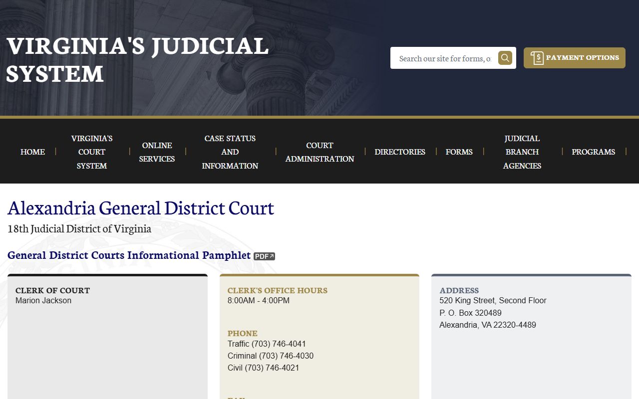 Alexandria County court records after arrest at Alexandria General District Court